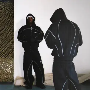 2025  Streetwear Tracksuit | Unisex Letter Print Windbreaker Hoodie Set | Casual Sporty Outfit for Men & Women