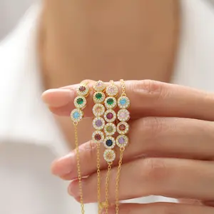 Personalized Gold Plated Birthstone Bracelet, Family Bracelet, Birthstone Bracelet for Mom, Anniversary Gift