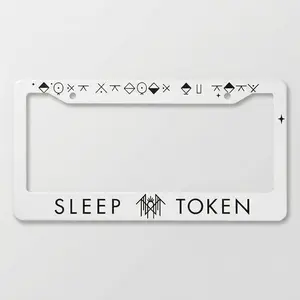 Sleep Token Aluminum Car White License Plate Frame for Bold Women - High-Quality Aluminum