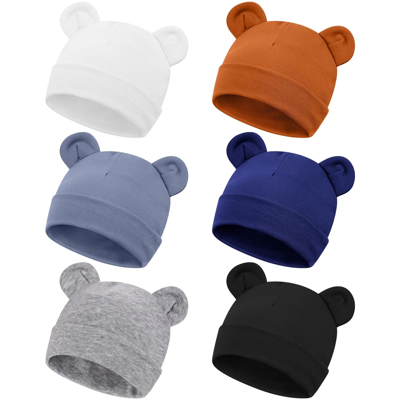 6 Preemie Hats Cotton Caps Cute Beanie Bear Ears Cap For Premature