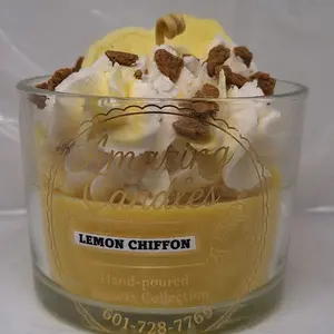 Amazing Candles Lemon Chiffon Hand-poured Dessert Collection Candle with Lemon Slices and Whipped Cream
