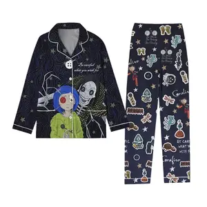 Unwind Studio Coraline Pajama Set – Unisex Sleepwear & Loungewear, 100% Polyester Herringbone Satin, Elastic Waist, Elegant Hem, Lightweight & Breathable, Perfect for Lounging or Gifting