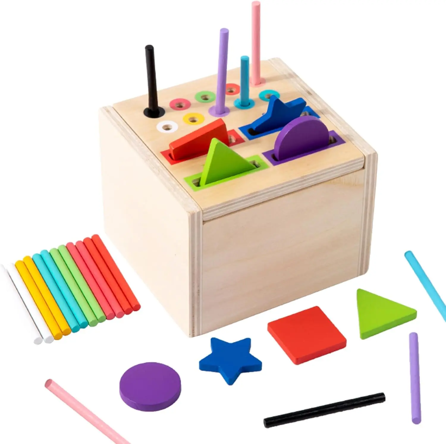 Toddlers Are Addicted to This Wooden Toy—Learning Educational Toys Color & Shape Matching Toy, Stack Blocks, & Learn While Playing Perfect Birthday Gift!