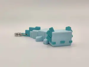 Blocky Axolotl Keychain – 3D Printed Gaming Style in Pink or Blue