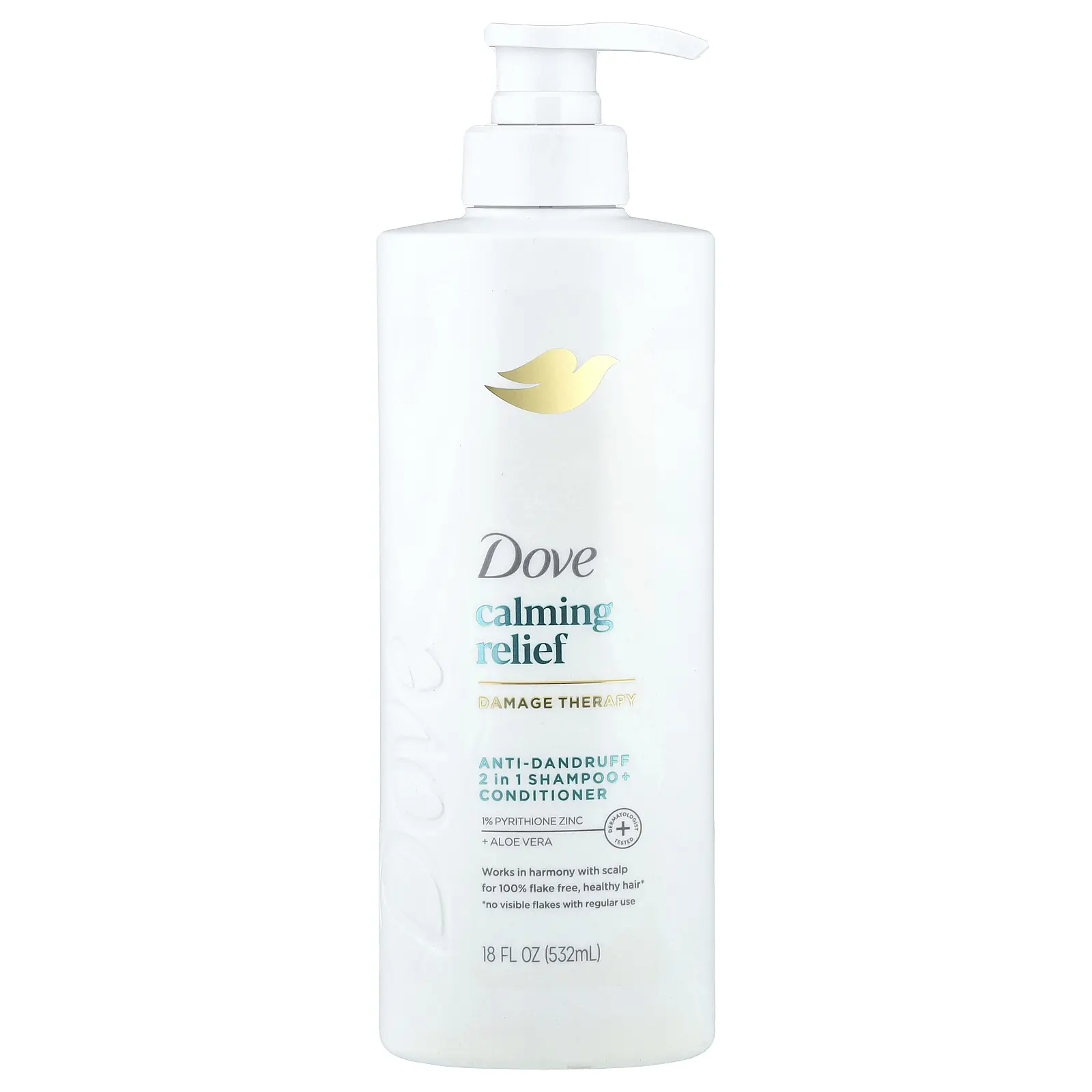 Dove Calming Relief, Anti-Dandruff 2 in 1 Shampoo + Conditioner, 18 fl oz (532 ml)