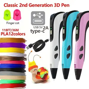 3D printing pen set, children's toy. 8-piece set. Includes 3D printing pen, type-c charging cable, charging head, base, drawing book, finger covers and 36 meters of PLA filament. Creative DIY children's gift. New Year gift, birthday gift, DIY gift.