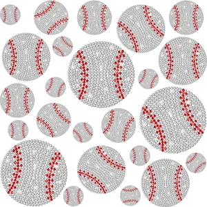 24 Pcs Rhinestones Baseball Patches Baseball Rhinestone Crystal Applique for Decoration Accessories for Clothes Jeans Hats T-Shirt Backpack Makeup Bag(Self-Style)