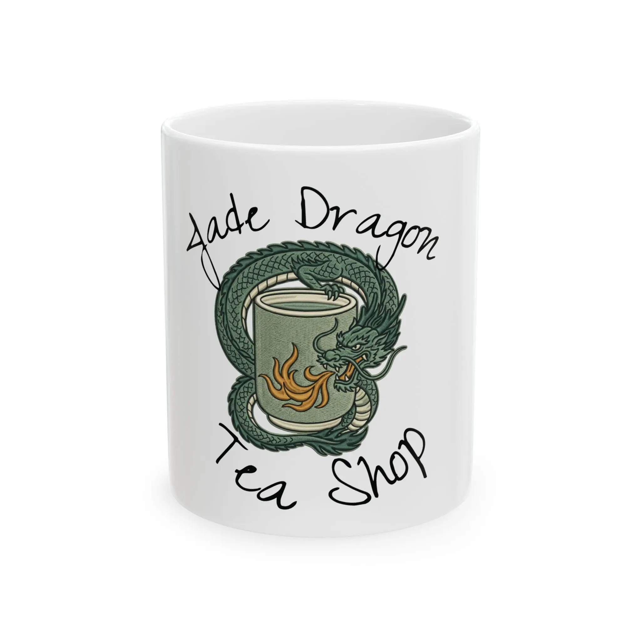 Jade Dragon Tea Shop Mug | Ceramic Coffee Cup