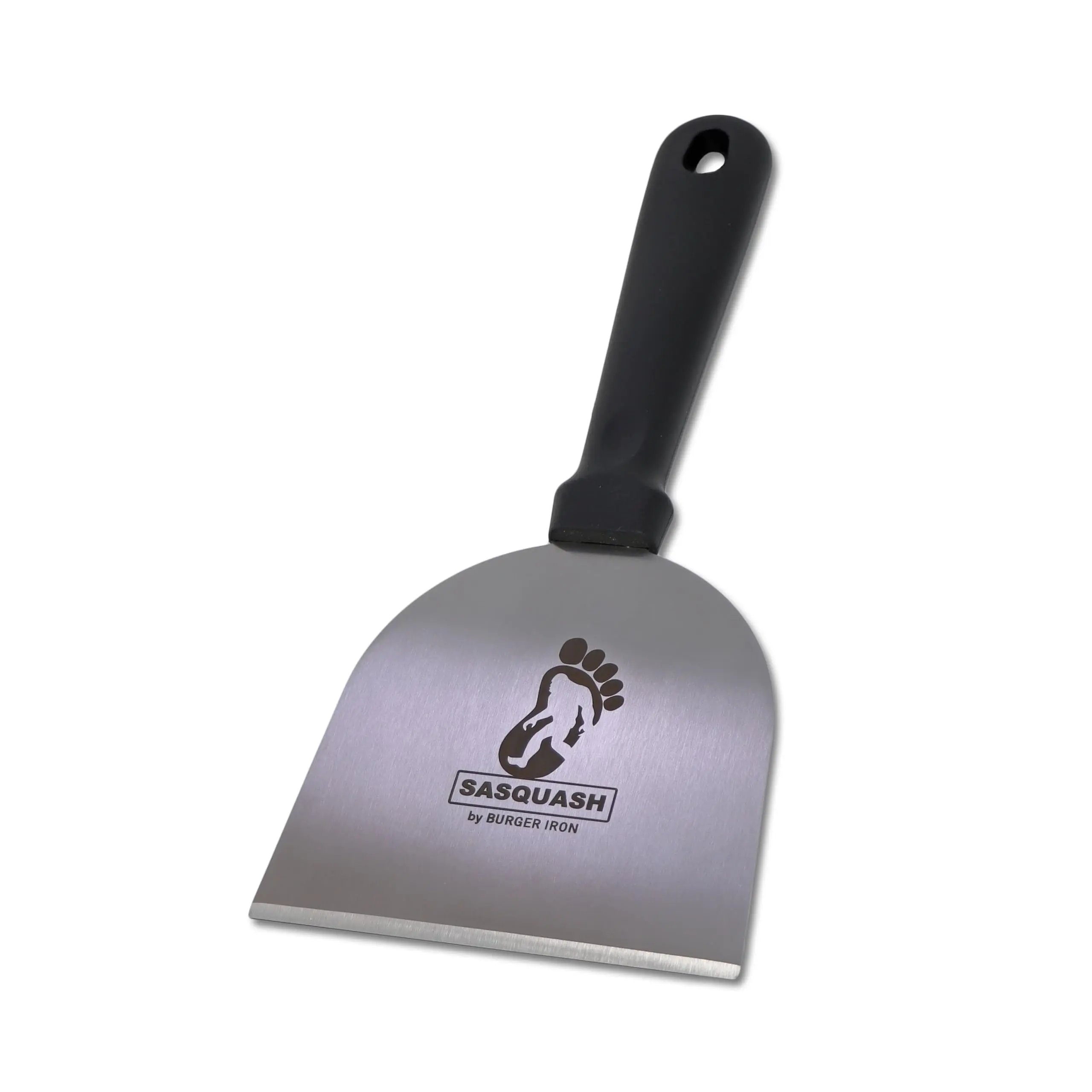The Sasquash 'Scrape-Ula' Smashed Burger Scraper + Spatula Hybrid - Professional Grade Griddle Tool - 5 Inch Wide, Knife Grade Stainless Steel, Two-Handed Mega Burger Turner