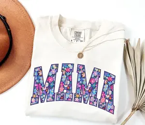 Comfort Colors Mama T-shirt, Floral Mom Spring Tee, Trendy Mom Tshirt, Women's Flower Mama T-shirt, Spring Pregnancy Reveal Gift For New Mom