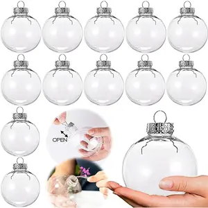 Clear Plastic Ball Decor - Set of 12 DIY Christmas Decorative Balls,DIY Clear Plastic Fillable Balls Ornament for Christmas,Halloween,Birthday,Wedding Decor, Crafts Decorations (80MM)