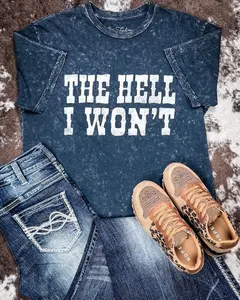 The Hell I Won't Boyfriend Tee in Vintage Black Mineral Wash