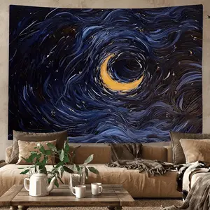 Starry sky swirl tapestry, bohemian style decoration, made of polyester fiber, 90 grams in weight, 78.0x 59.0inch, comes with hanging accessories, suitable bedroom, dormitory, and living room decoration