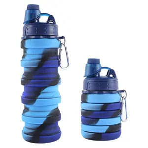 Rainbow Collapsible Water Bottles for Kids, Students, Adults, Reusable BPA Free Silicone Foldable Sports Water Bottles for Travel Camping Hiking, Folding Travel Water Bottles
