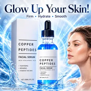 GHK-Cu Copper Peptide Facial Serum with Hyaluronic Acid for Deep Hydration and Firming, Lightweight & Gentle Daily Formula, 30ml