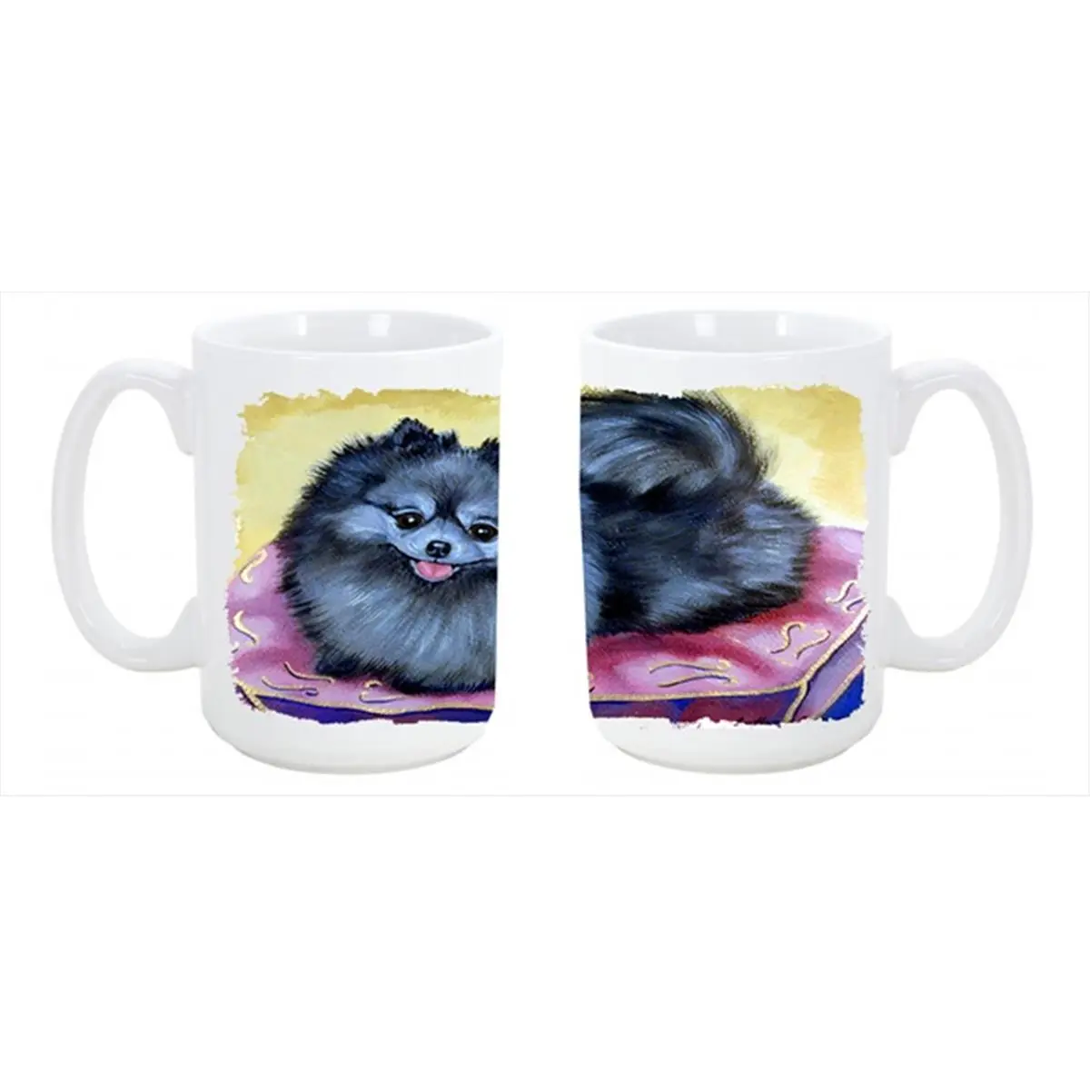 15oz Large Size Pomeranian Cute Animal Graphic Ceramic Mug - Dishwasher Safe, Microwave Safe Kitchenware Drinkware for Daily Beverages, Cute Animal Graphic Mugs