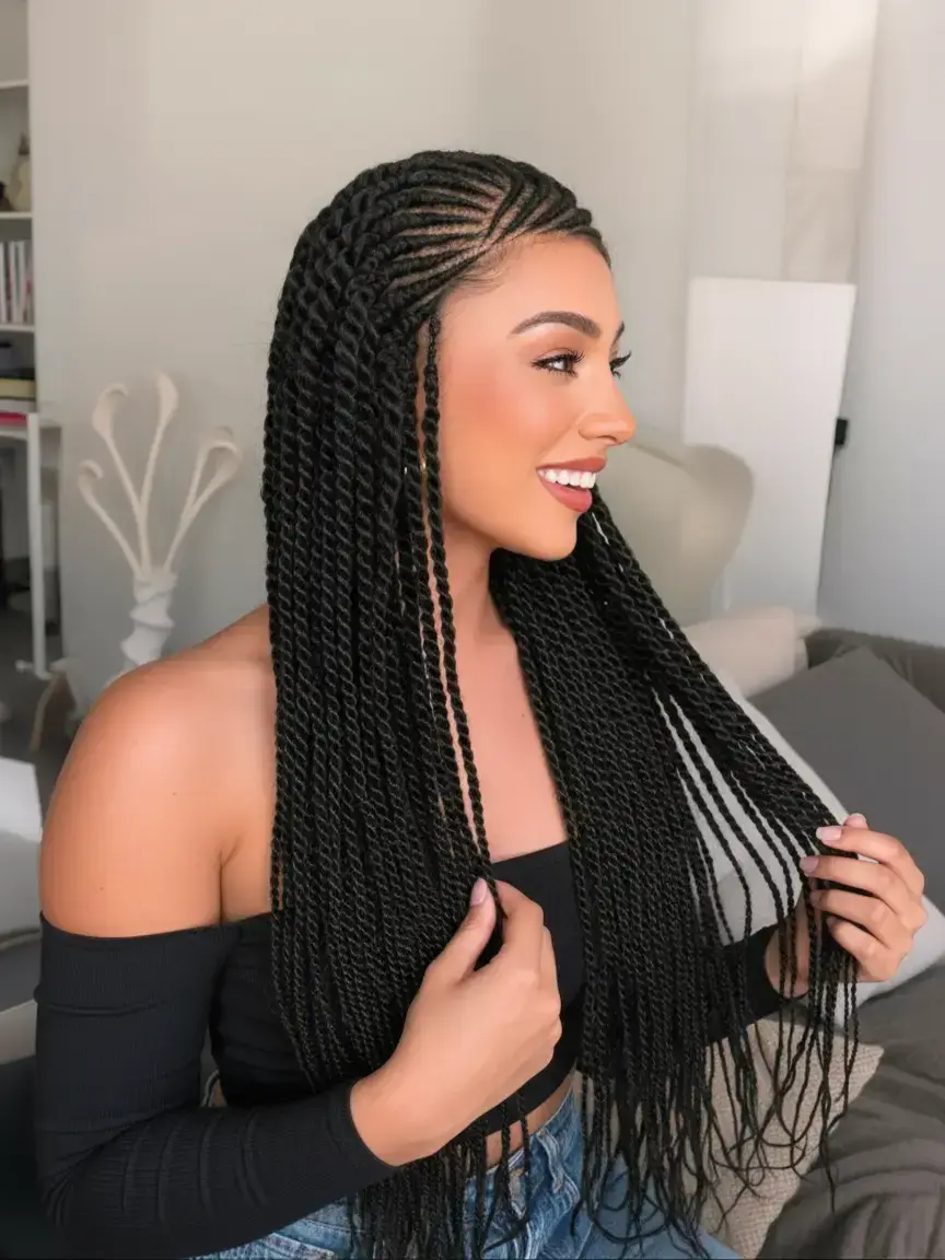 36 Inch Corn Braids Hand-Twisted African Women Full Lace Synthetic Hair Wig Capless Straight Long Wigs for All Seasons Lace Braided Wigs Bohemian Braided Wig Braiding Wig