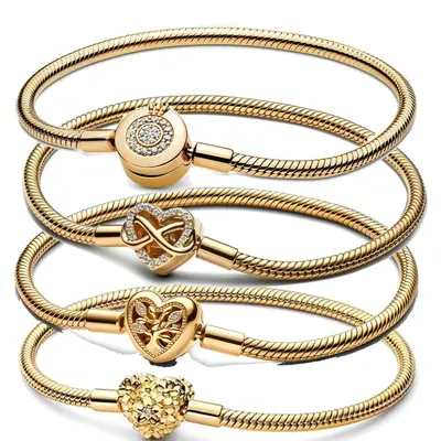 Heart Clasp Snake Chain Slider Bracelet Pandora Moment Bracelet