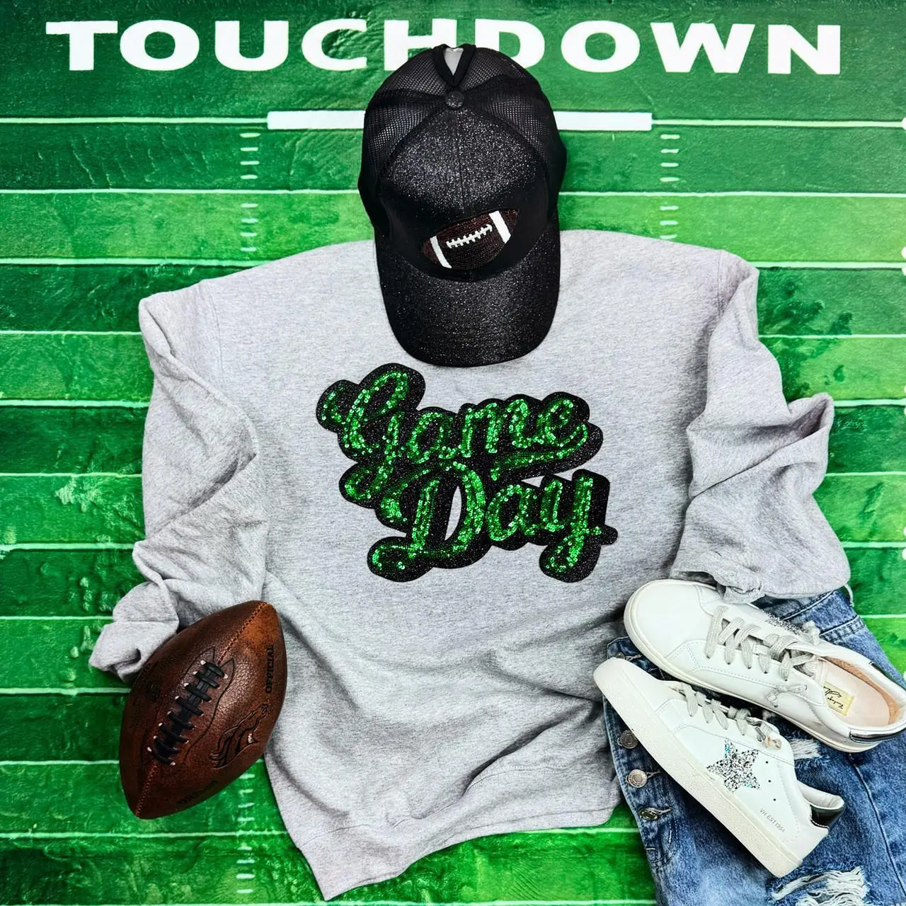 Green Sequins Game Day Patch