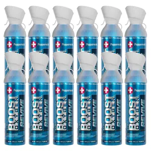Boost Oxygen Natural Portable 10 Liter Oxygen Canister, Peppermint (12 Pack)