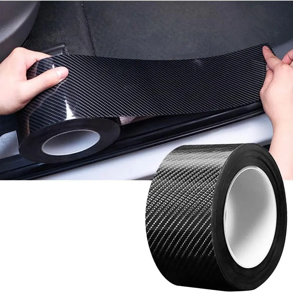 5D Carbon Fiber Vinyl Wrap Film Car Door Edge Guards & Sill Protector, Anti-Scratch Scuff Plate with Flexibility & Bendable Design, Universal for Car Door & Gauges (Black, 2in*33FT, 10m*3cm/33ft*1.2in), Car Gauges