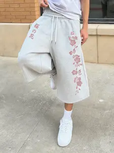 Men's Fashion Street Style Athleisure Style Sweatpants, Loose-Fit Six-Quarter Length, Loose Sports Pants, Comfortable Breathable Fabric, Premium Solid Color for Daily Wear