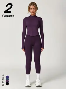 Women's Solid Crop Bra  & Zip Up  Jacket &  High Waist Leggings Set, Casual Fashion Cozy Breathable 3 Piece Set  for Workout Running, Ladies Spring Clothes, Athleisure Wear Set, Sweatsuit Sets, Yoga Gym Outfits
