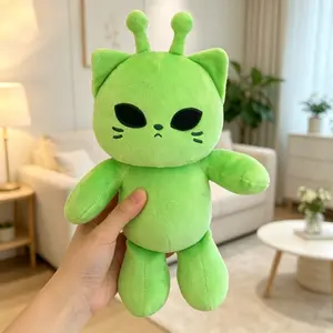 Cute green alien plush toy, soft and adorable little cat alien plush, suitable for young people