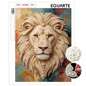 Creative Pearl Painting DIY Kit, Lion Theme Wall Art for Living Room Bedroom, Pearl Decoration Painting Set, Handmade Gift for Friends