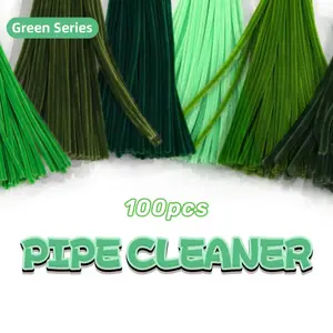 100 Green Series Twist Sticks, This Link Includes 6 Different Colors of Green, Including Light Green, Fruit Green, Light Army Green, Army Green, Moss Green, and Dark Green, Unique Color Matching, Suitable for Christmas and Christmas Handicraft Projects