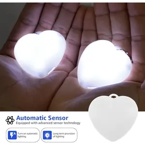 Heart-Shaped LED Purse Light, Automatic Motion Sensor Mini Touch Handbag Lamp, Portable Night Light for Women and Girls