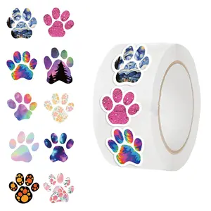 500pcs Vibrant Animal Paw Print Stickers - Colorful Reward Stickers for Students, Self-Adhesive Paper Stickers for Classroom & Home Office Decor, Fun Learning Tools, Classroom Sticker