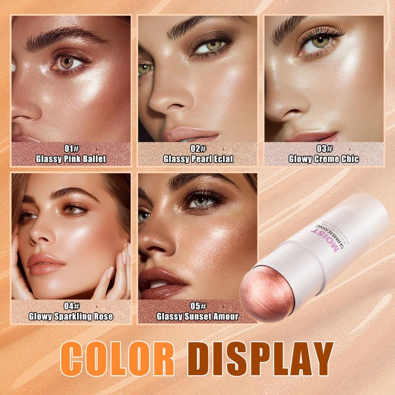 Moist Shimmering Highlight Stick, Easy Glide Cream Contour for Natural Radiant Glow, Portable Makeup Stick for Everyday Use.