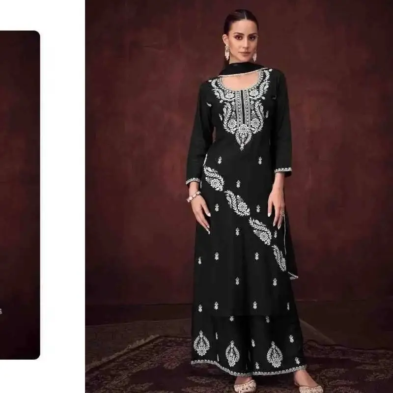 Rayon Salwar Suit - 3pcs Elegant Casual Women's Dress with Heavy Work & Nazmin Dupatta - Comfort, Summer, Womenswear