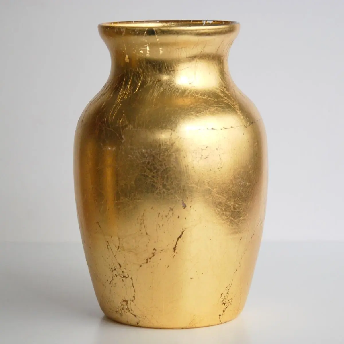 Pomegranate Red 1120-1 7 in. Heat-Cured Lacquered Gilded Distressed Decorative Vase - Water-Resistant Artistic Home Decor for Luxurious Centerpieces Vases
