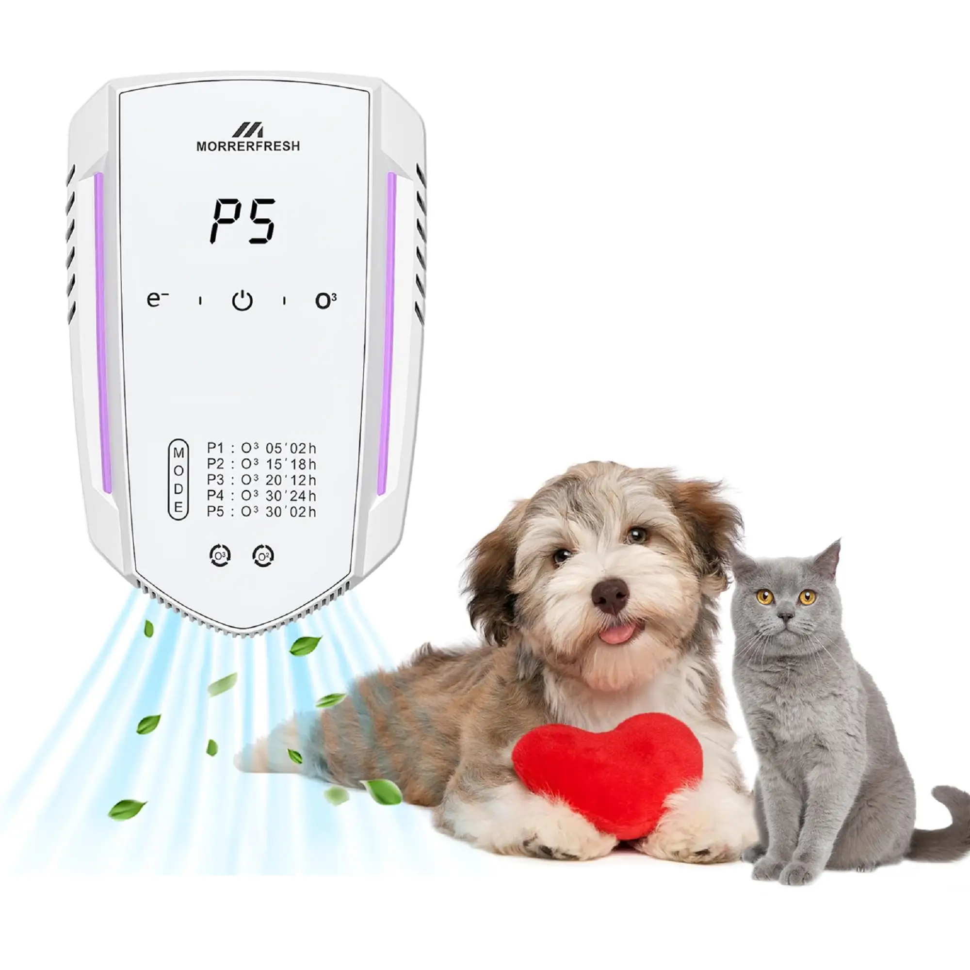 Morrerfresh Ozone Odor Eliminator for Strong Odor 99% Air Ionizers for Home, for Pets Toilet Wardrobe Shoe Garage Room Cabinet White Cat Litter Deodo