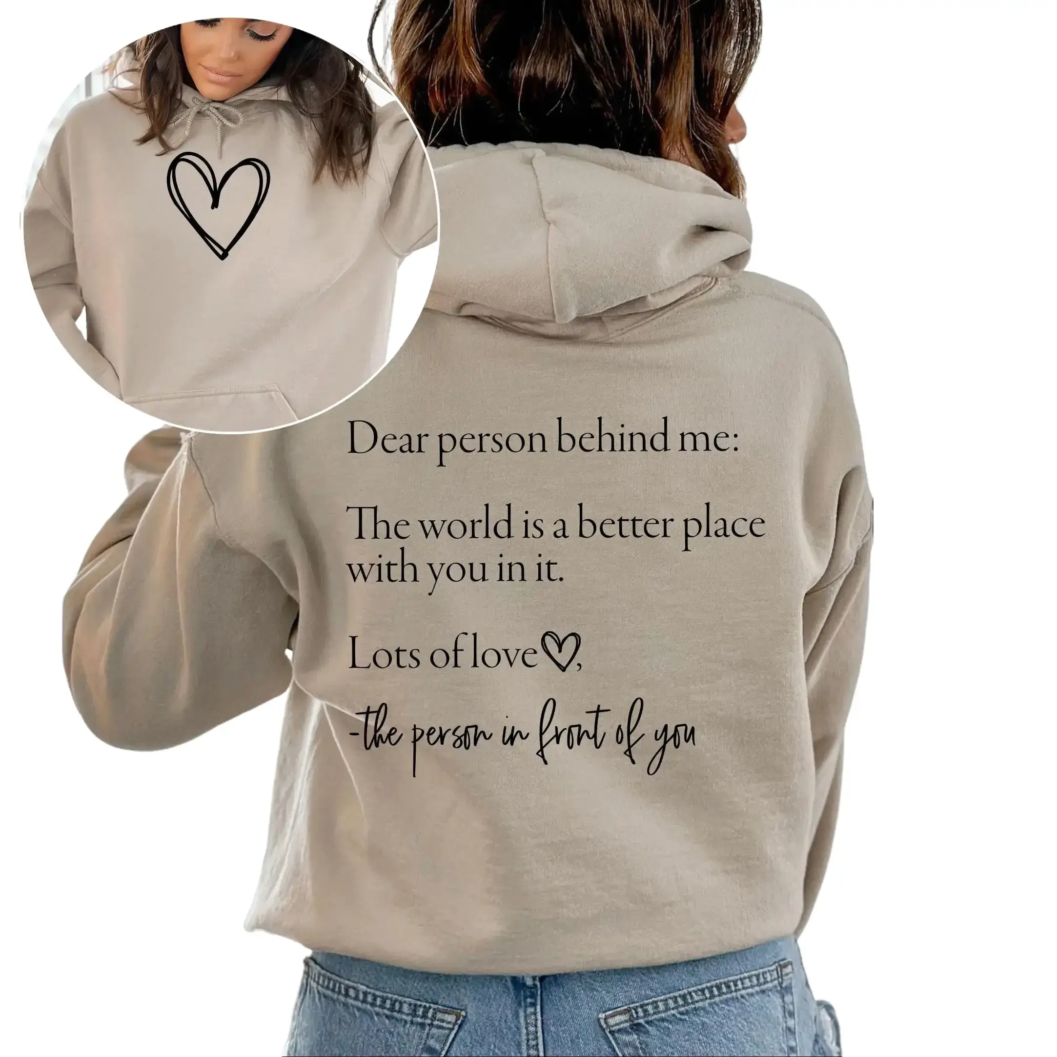 Dear Person Behind Me Hoodie, Positive Mental Health Sweatshirt, Kindness Quote Graphic Hoodie, Inspirational Comfort Pullover