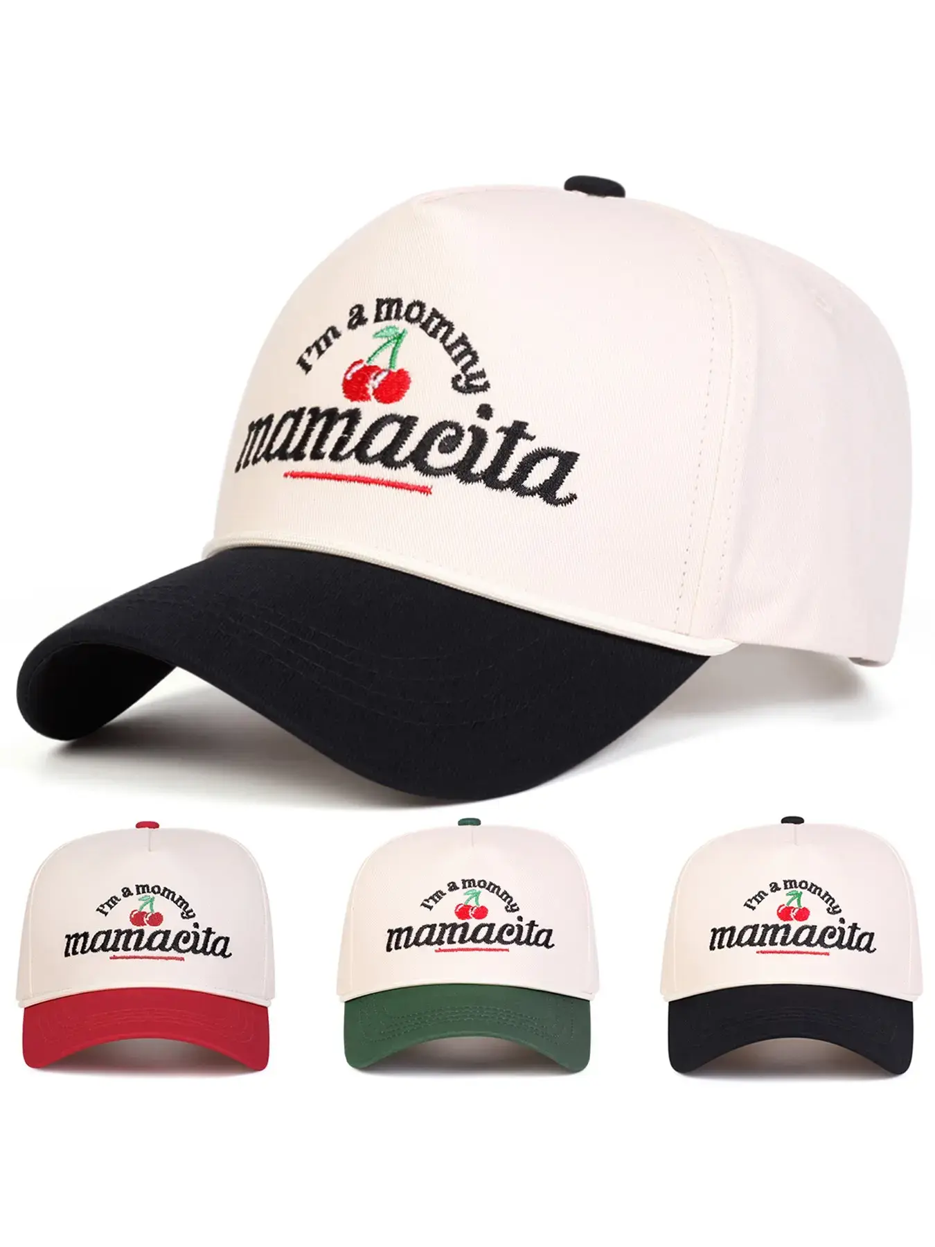 Mommy Mamacita Cherry Trucker Hat, Funny Hot Mom Hat for Women, Cute Mom Baseball Cap, Adjustable Vintage Two Tone Hat, MomTok Mom Life Gift