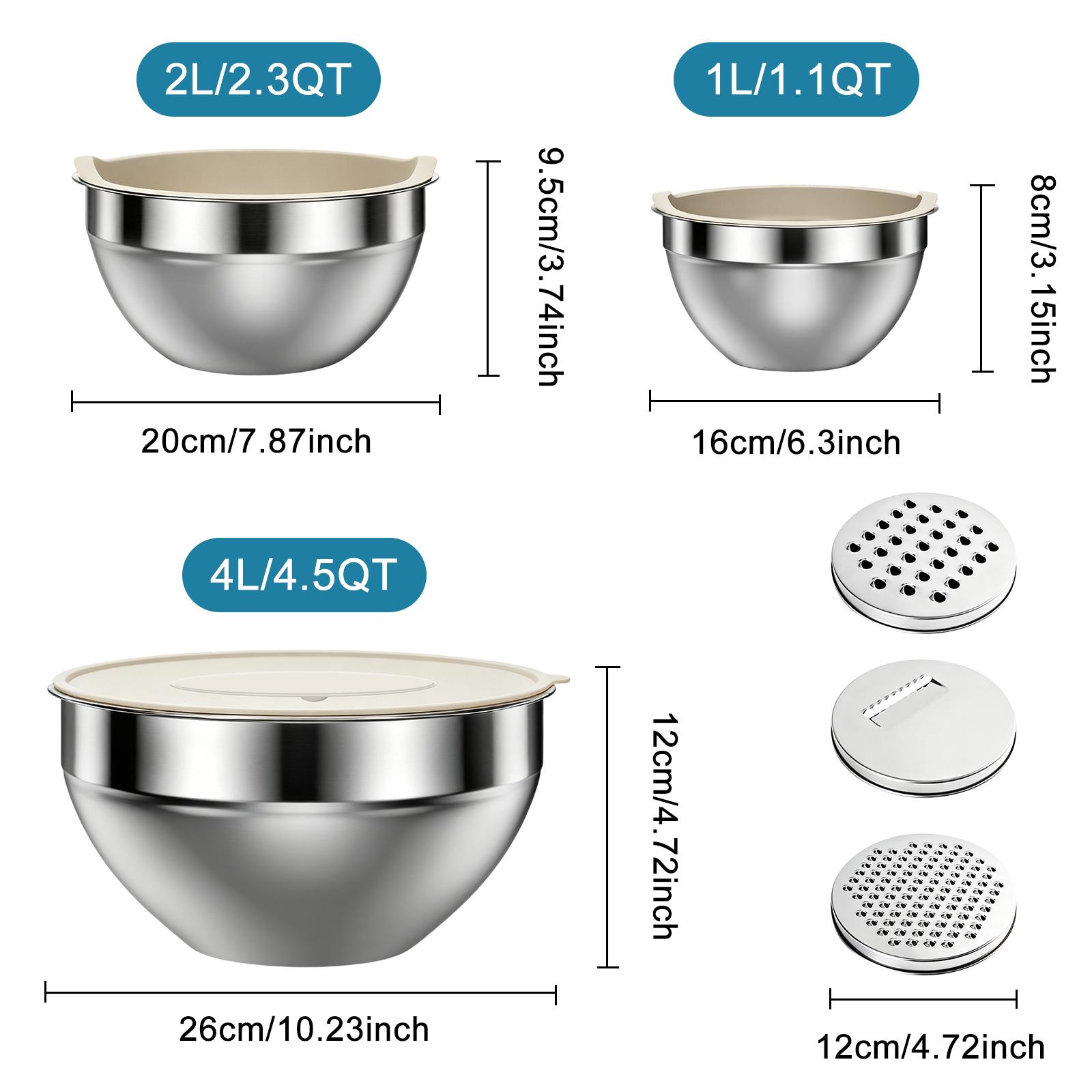 6 Piece Mixing Bowl with Lids Set,Stainless Steel Storage Bowls Kitchen,3 Grinder Attachments,Tableware Food Organizer Nesting Bowls Cooking Baking Airtight Kitchenware 6 Piece Mixing Bowl with Lids Set,Stainless Steel Storage Bowls Kitchen,3 Grinder Attachments,Tableware Food Organizer Nesting Bowls Cooking Baking Airtight Kitchenware