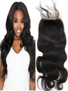 4x4 Silk Base Lace Closure Human Hair, Baby Hair Body Wave, Brazilian Virgin Hair, Free Part, Natural Color, Bleached Knots, 8-18 Inch