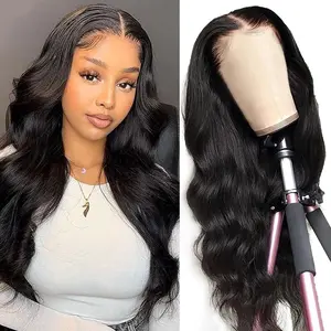 Lumi Hair Natural Color Black Synthetic Wig 13*6 Lace 30-inch Body Wave Fashion women's wig cute and sexy wig