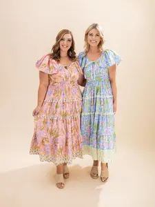 Mixed Print Tiered Midi Dress | S - L Umgee