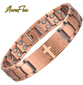 Copper Bracelet for Men, 2X Ultra Strength Magnetic Bracelets, Cross Bracelet 99.99% Pure Copper with 3500 Gauss Neodymium Magnets, Adjustable
