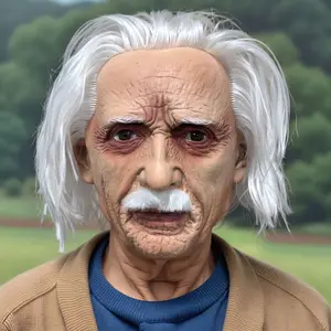 Albert Einstein Full Face Latex Mask for Halloween, Realistic Scientist Costume Accessory, Perfect for Adult Cosplay Parties