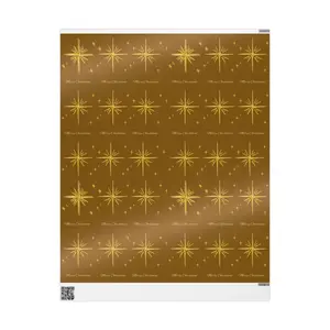 Gold Starburst Merry Christmas Wrapping Paper | Holiday Gift Wrap Roll