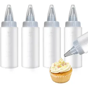 4 Pcs 4 oz Plastic Squeeze Bottles,for Sauces,Ketchup,Drizzle Bottles for Cookie Decorating,Pancake Arts Liquids