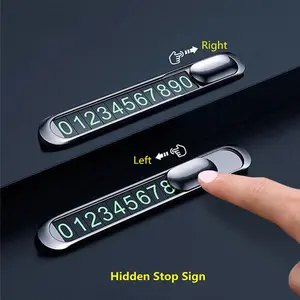 Car Styling Temporary Parking Card Plate Telephone Number Metal Alloy Texture Auto Phone Number Card Card Hidden Car Sticker