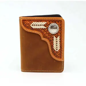 Nocona Bifold Flip Basketweave Rawhide Lace -Mens Wallet