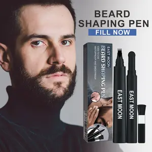 East Moon Men's 3-in-1 Beard & Eyebrow Grooming Kit - Double-Ended Dual-Tip Fine-Tipped Pencil, Brush, Filler, Liner, Brush-On Tool