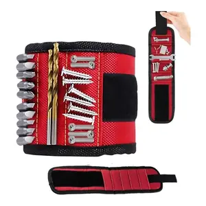 Magnetic Wristband, 12 Inch Magnetic Wrist Tool Bag, Tool Organizer, Tool Bag Roll, Tool Storage Bag for Screw, Nail, Drill Bit, Gift for Men, Handyman, Craftsman, DIY Gift